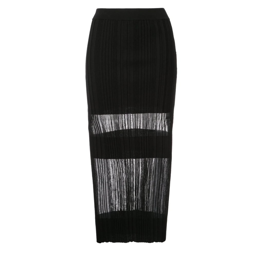 Dion Lee Opacity Sheer Pleated Stretch Midi Pencil Skirt